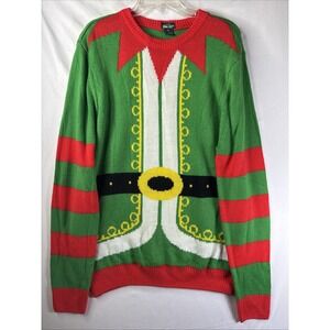 Ugly Christmas Elf Suit Outfit Sweater Christmas Party Dec 25th Size L Holiday